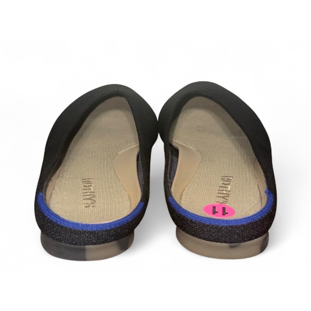 Rothys The Point Mule Black Metallic Sparkle Pointed Toe Flat Shoes Womens 11 - Picture 2 of 5